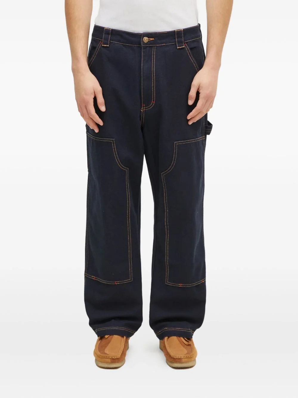 contrast-stitch carpenter jeans - 1