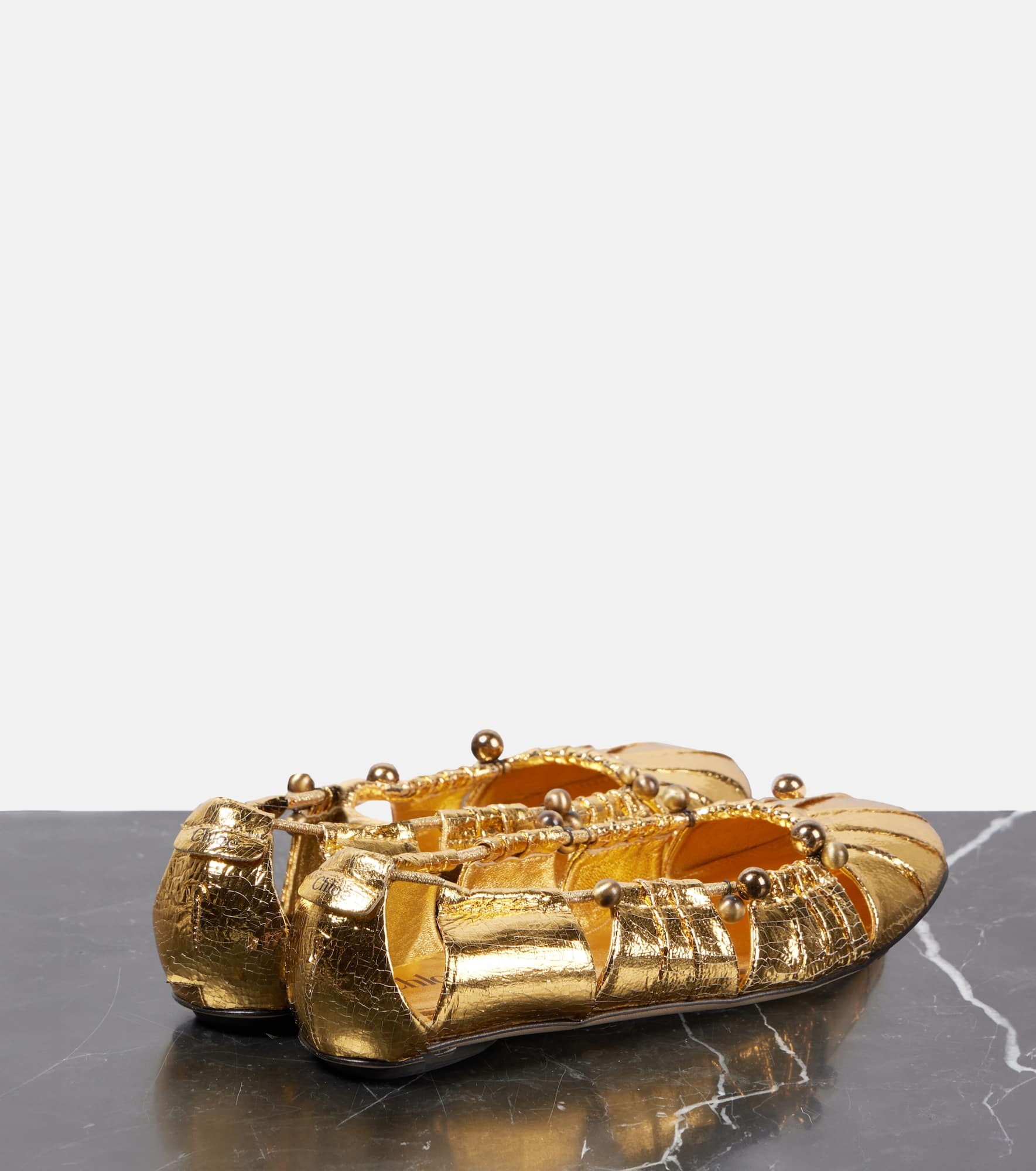 Luna cutout metallic leather ballet flats - 2