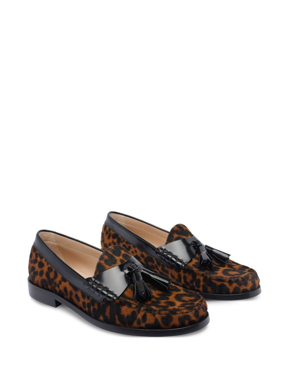 tassel-embellished leopard-print loafers - 2
