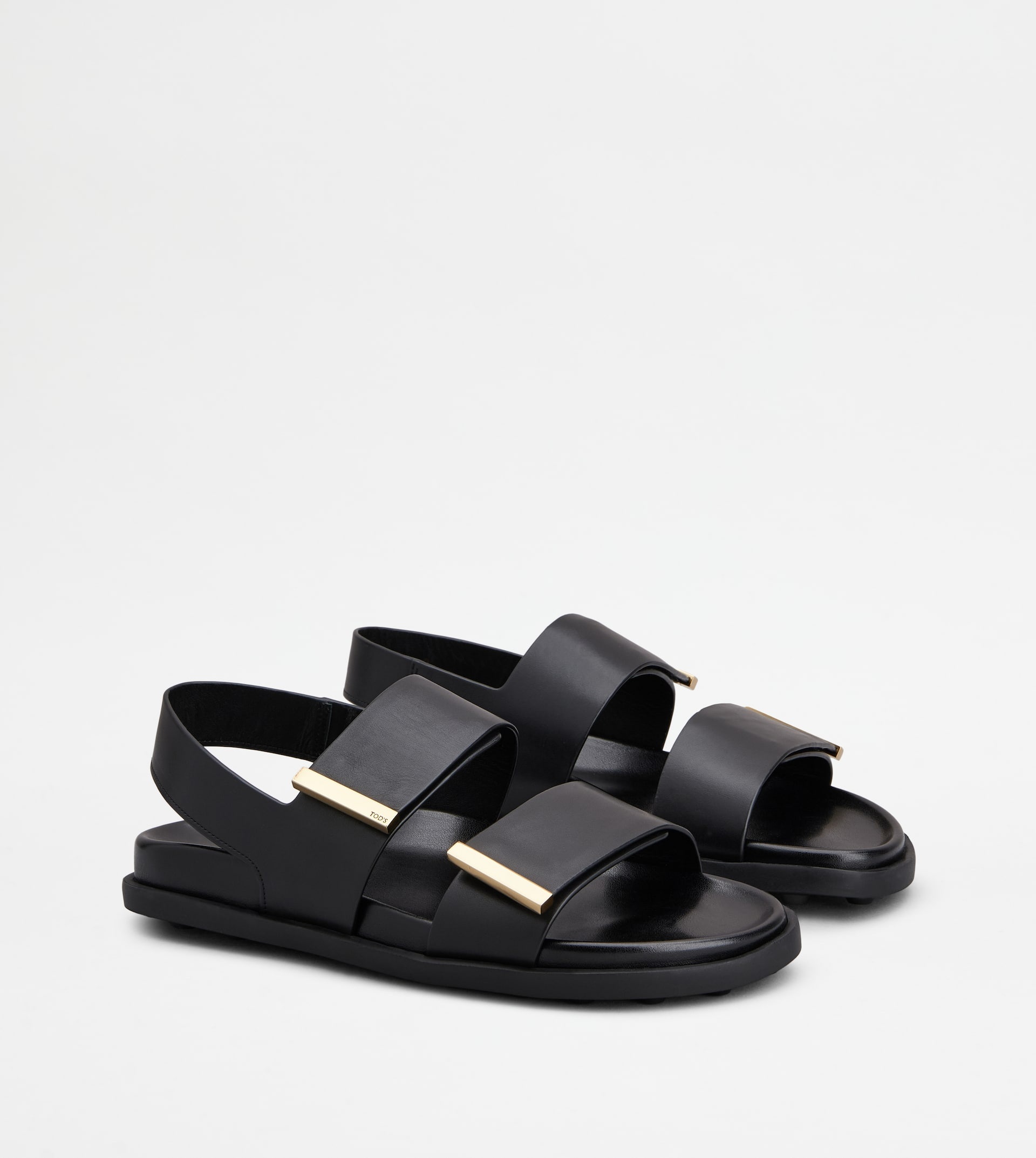 SANDALS IN LEATHER - BLACK - 2