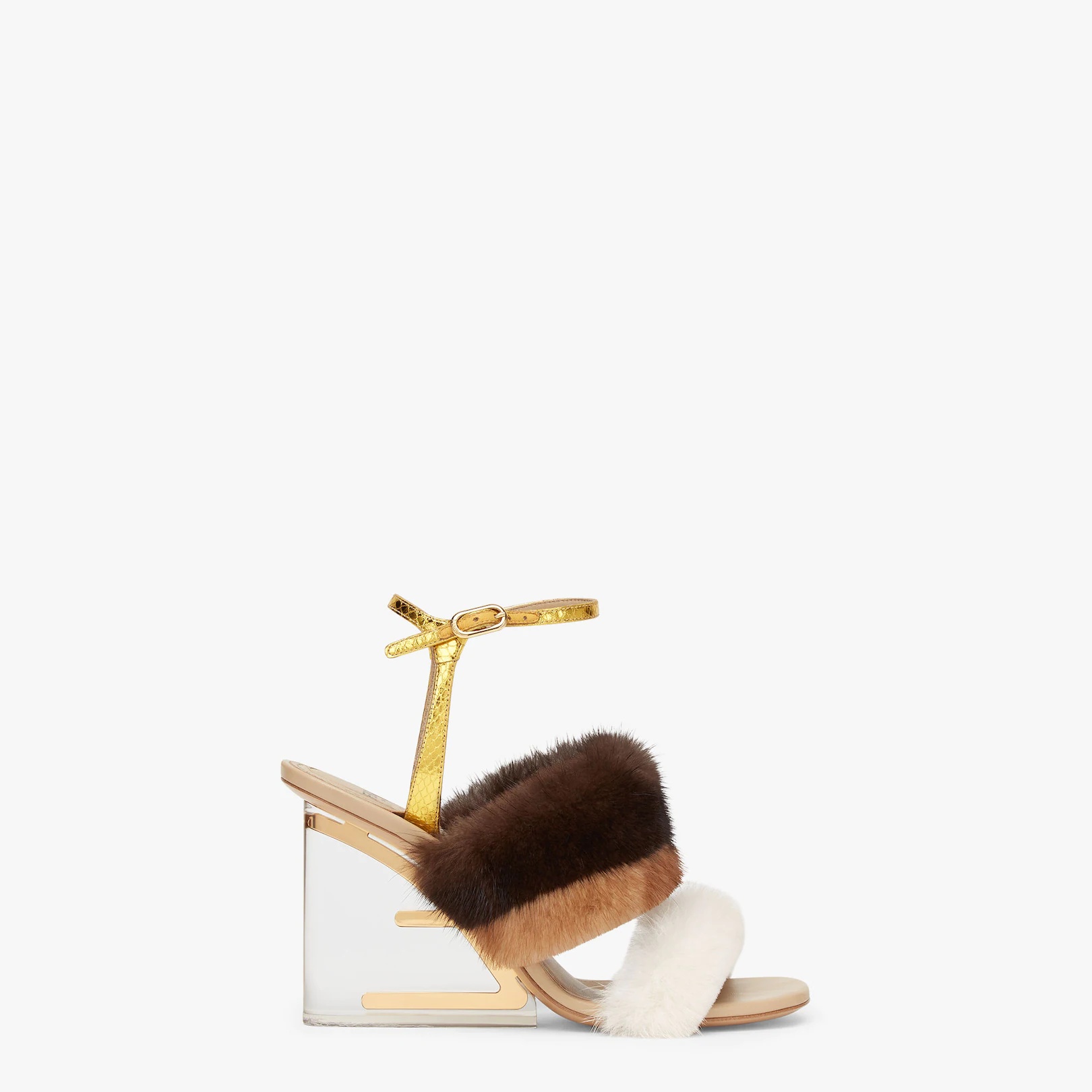 White mink high-heeled sandals - 1
