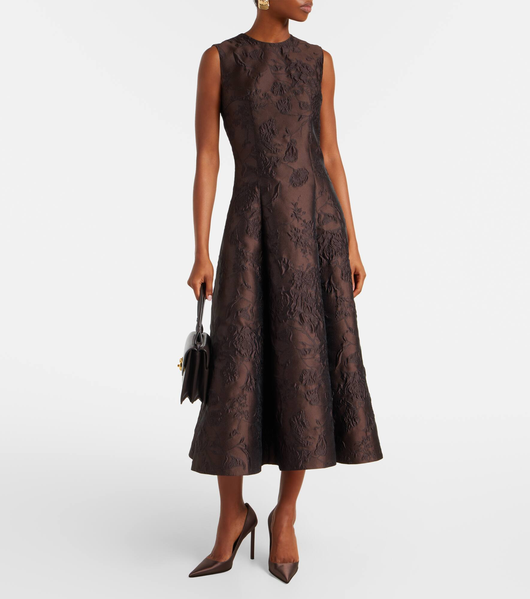 Flared embroidered midi dress - 2