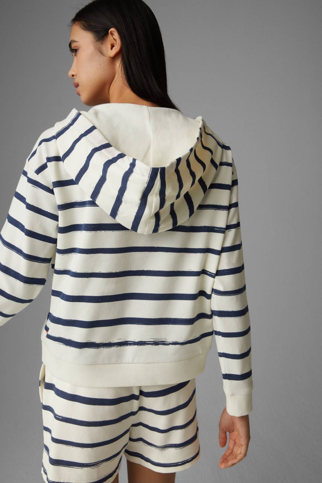 DAWN SWEATSHIRT HOODIE IN NAVY BLUE/OFF-WHITE - 3