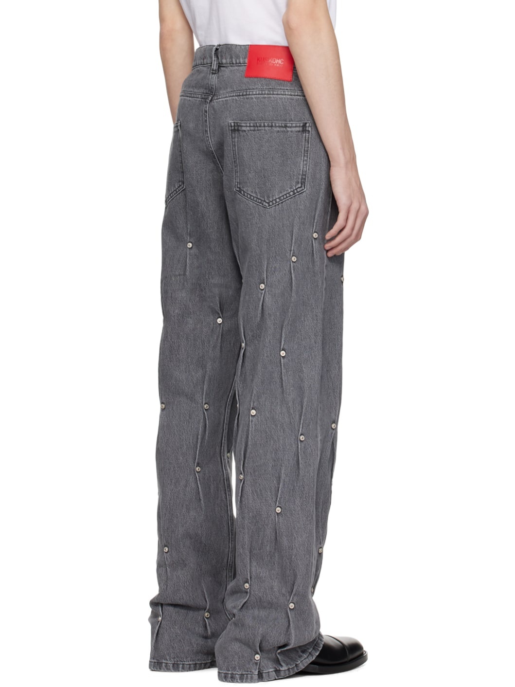 Gray Multi Rivet Jeans - 3