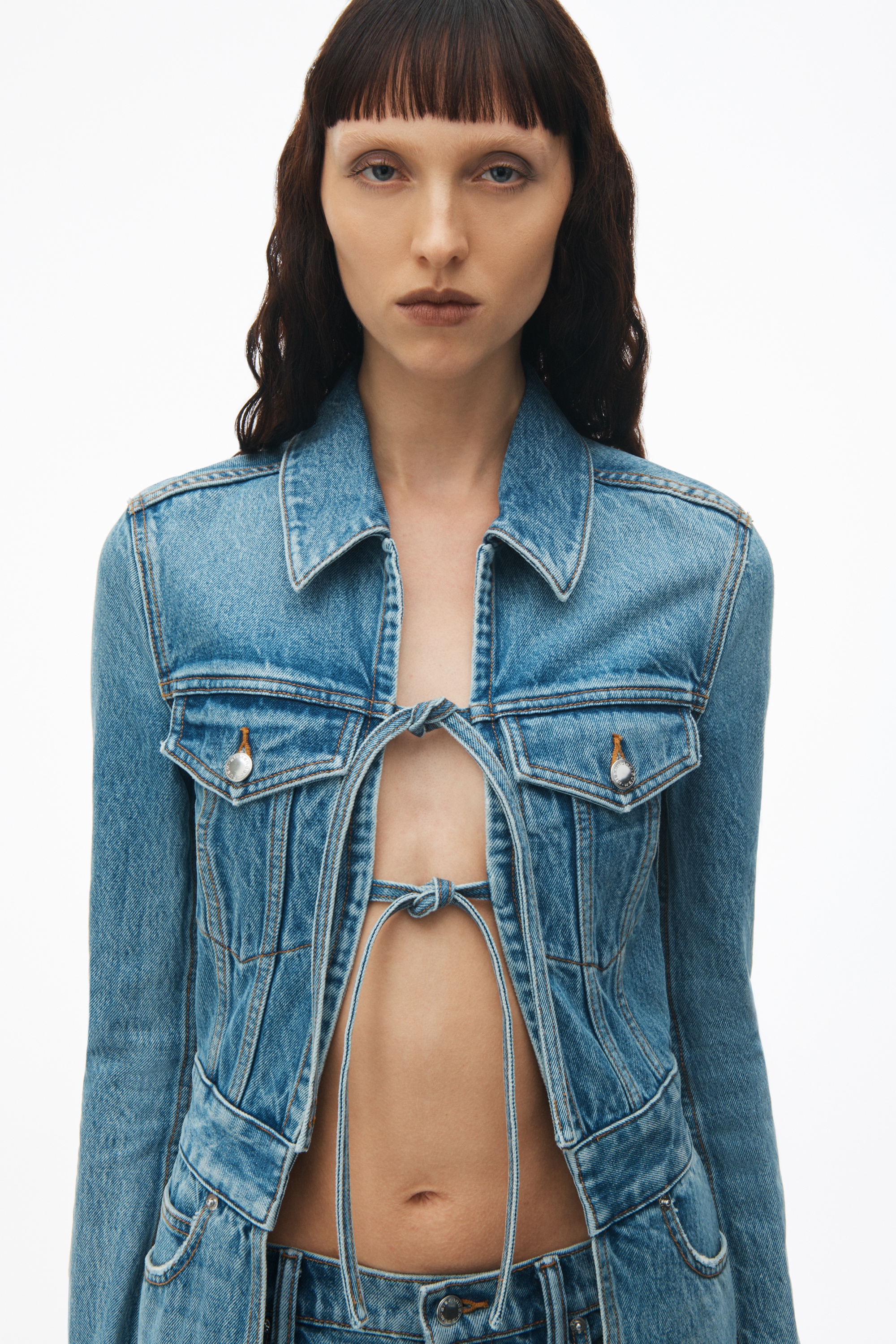 Duster Denim Coat With Tie Front - 4