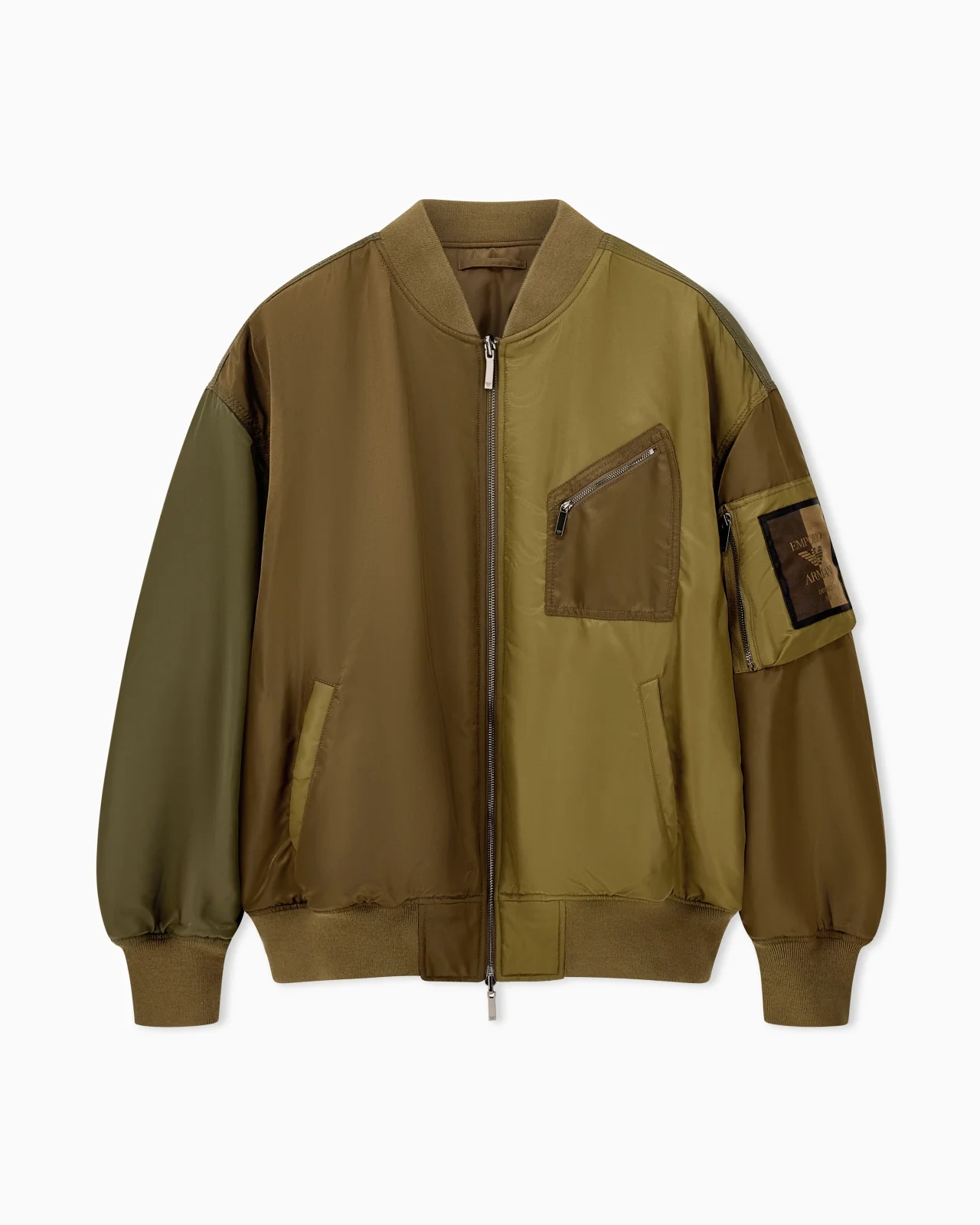 BLOUSON JACKET WITH RIBBED TRIMS AND ZIPPERED SLEEVE POCKET - 1