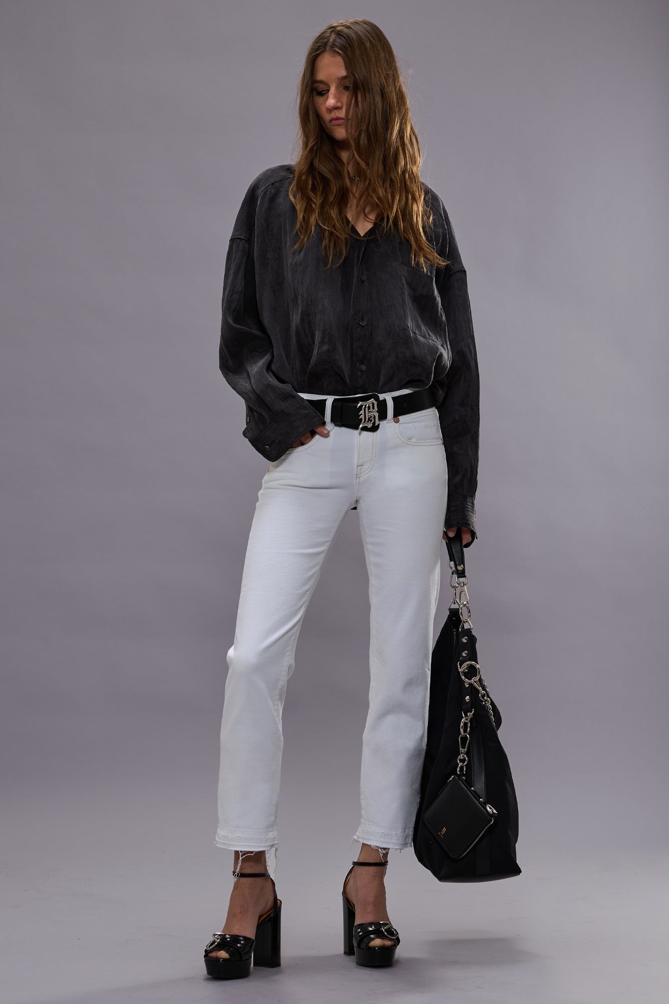 TWISTED NECK SHIRT - BLACK - R13 - 2