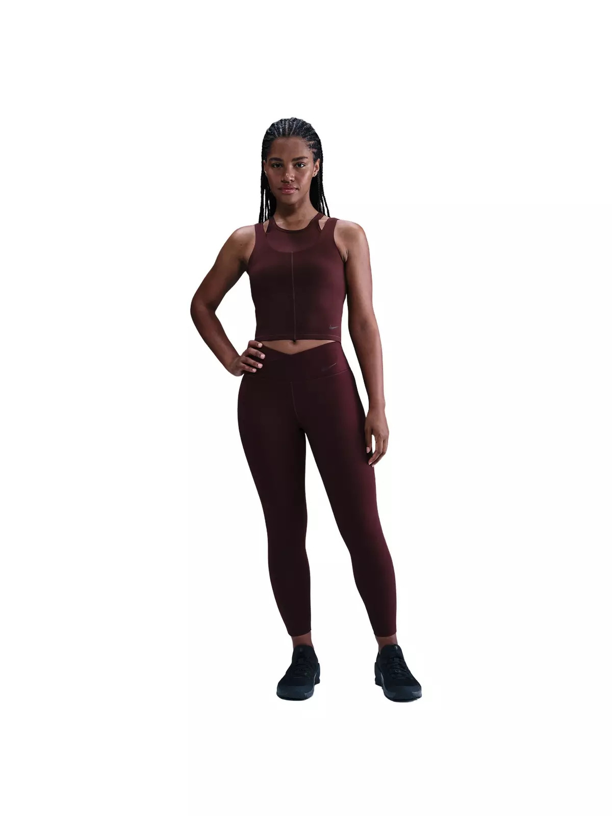 Women's One Fitted Dri-FIT Cropped Tank Top -Burgundy - 4