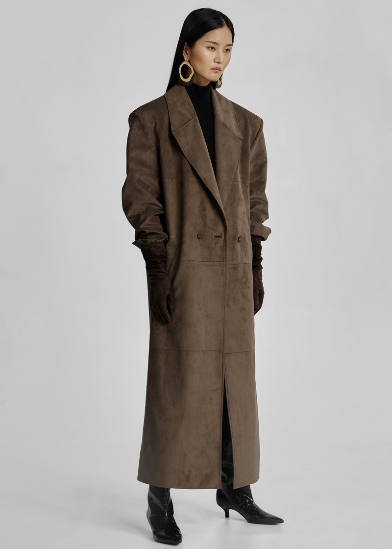 Valmere Faux Suede Coat - Brown 8