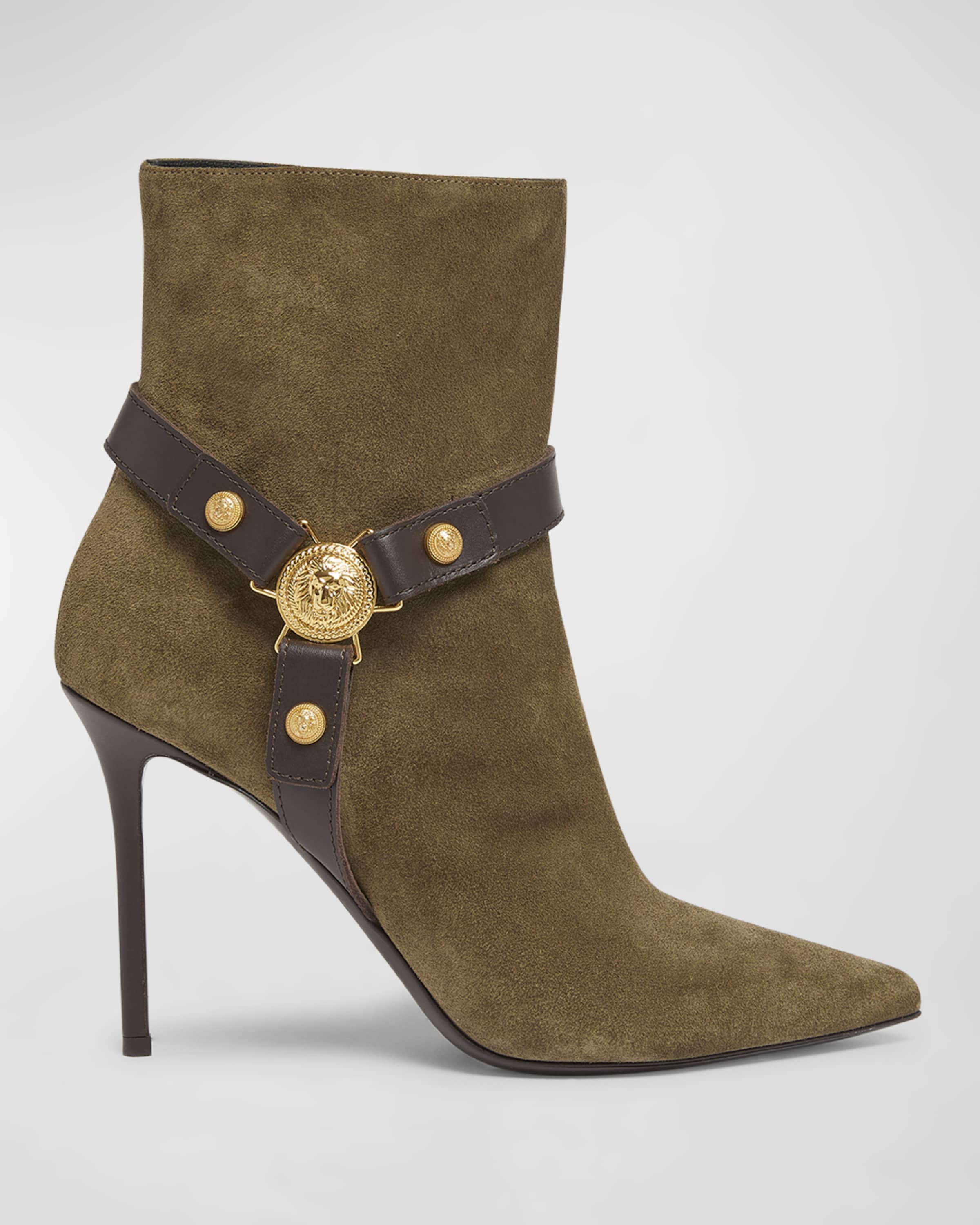 Eva Suede Harness Stiletto Booties - 1