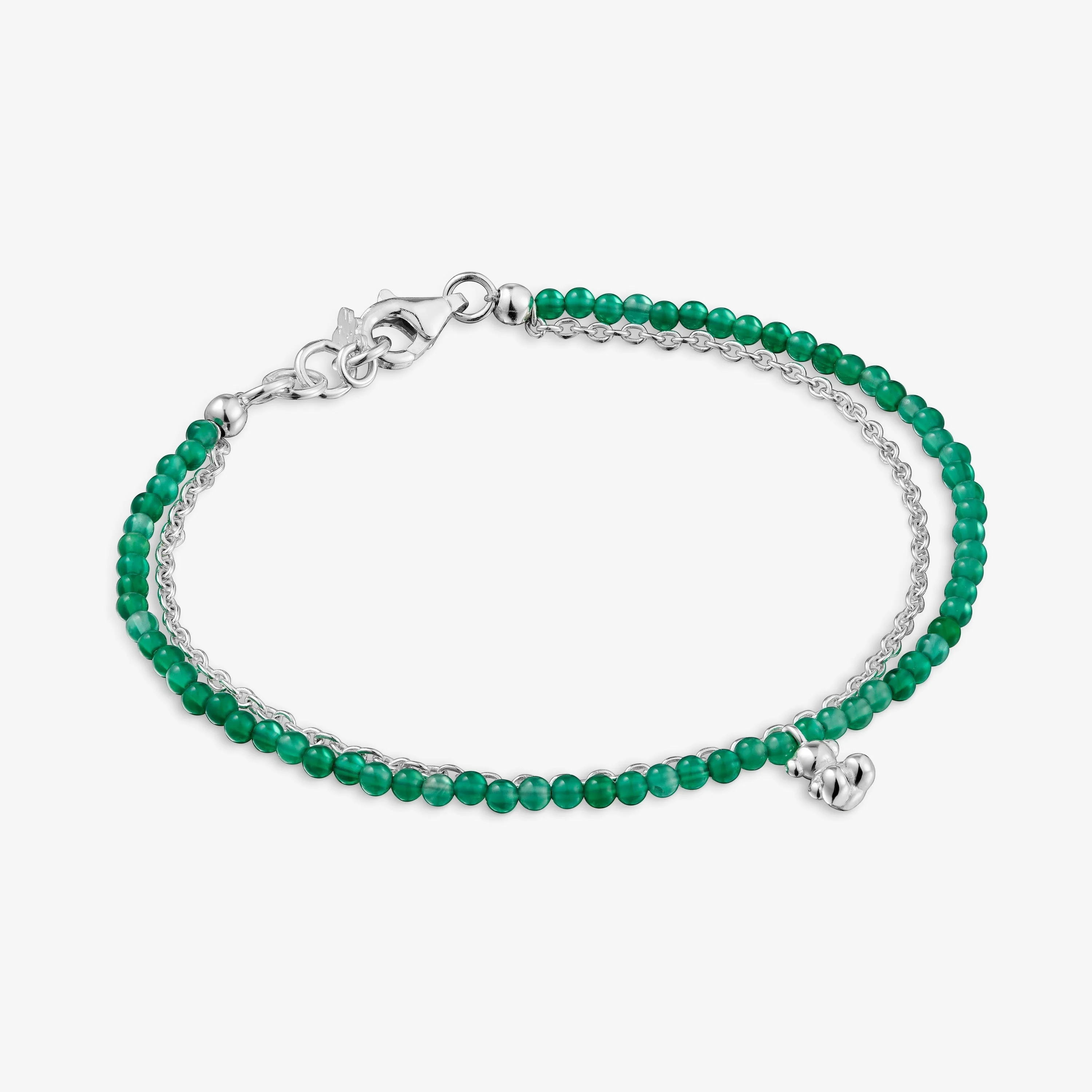 Silver and treated green chalcedony Bracelet Bold Bear - 1