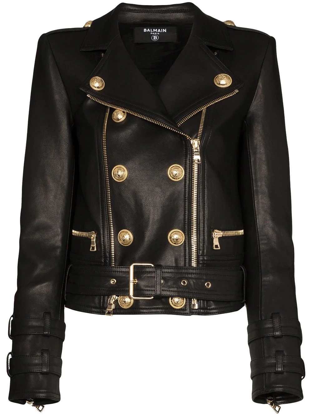 double-breasted biker jacket - 1