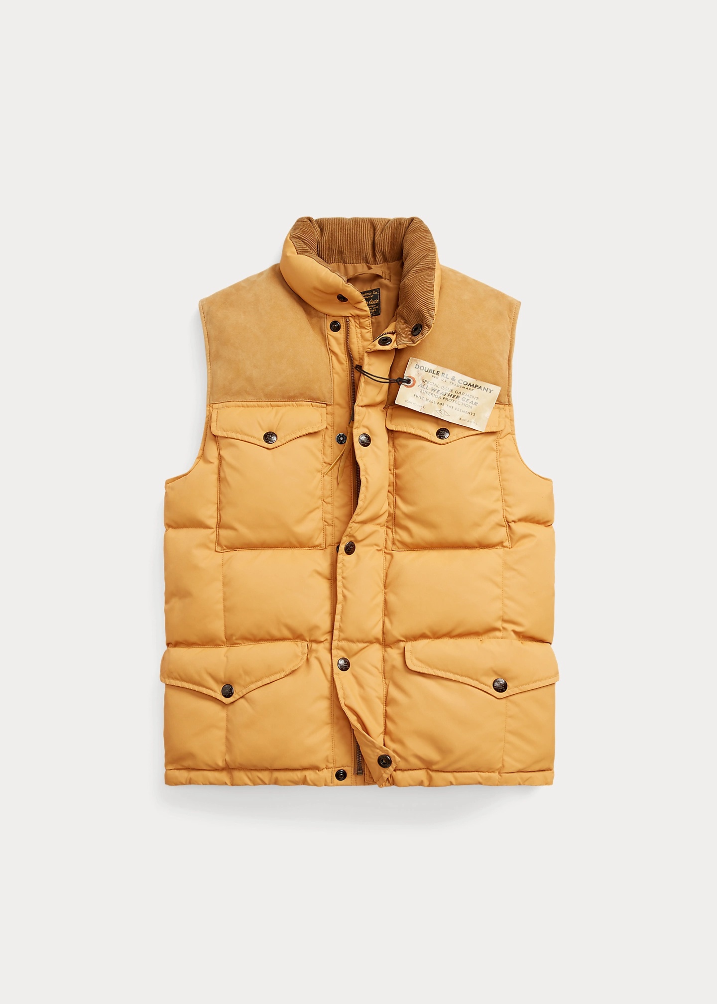 Suede-Yoke Quilted Vest - 1