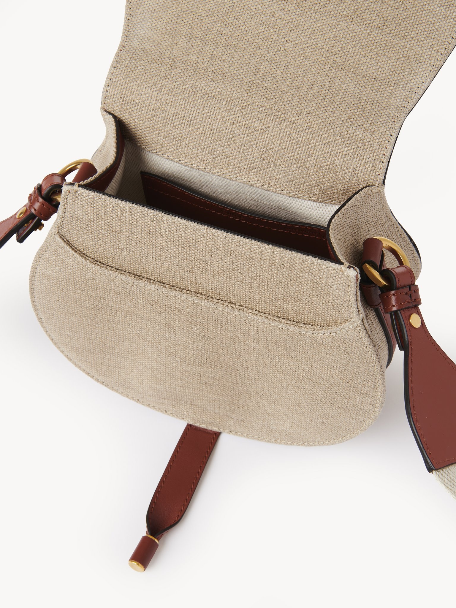 SMALL MARCIE SADDLE BAG IN LINEN & SMOOTH LEATHER - 5