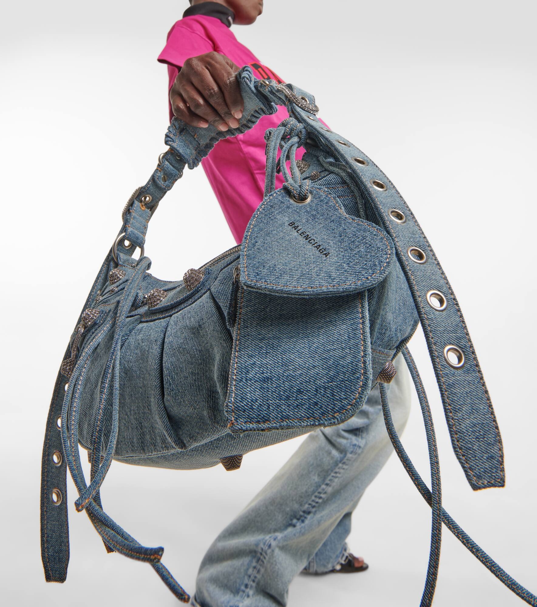 Le Cagole Small denim shoulder bag - 6
