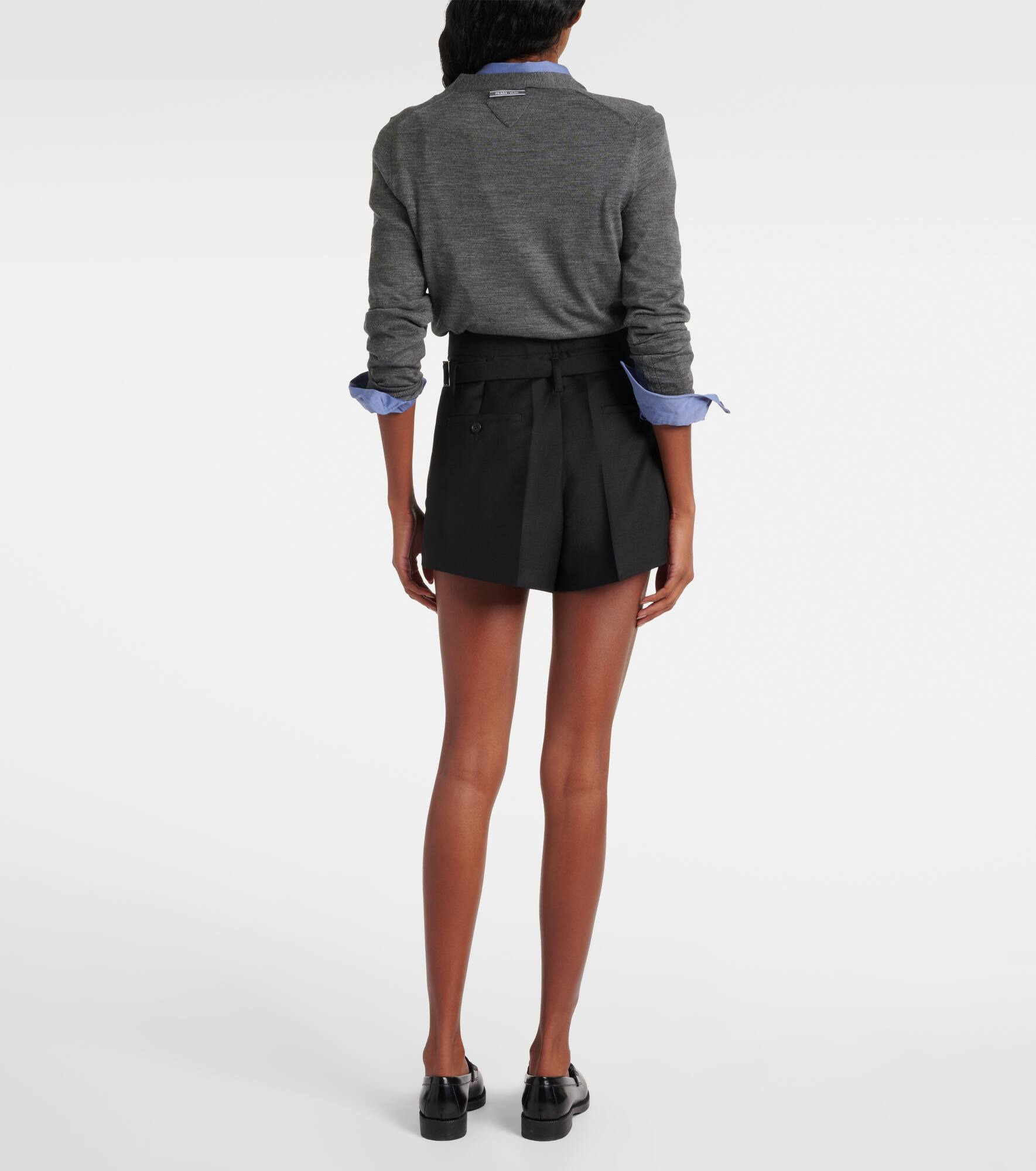 Belted mohair and wool shorts - 3
