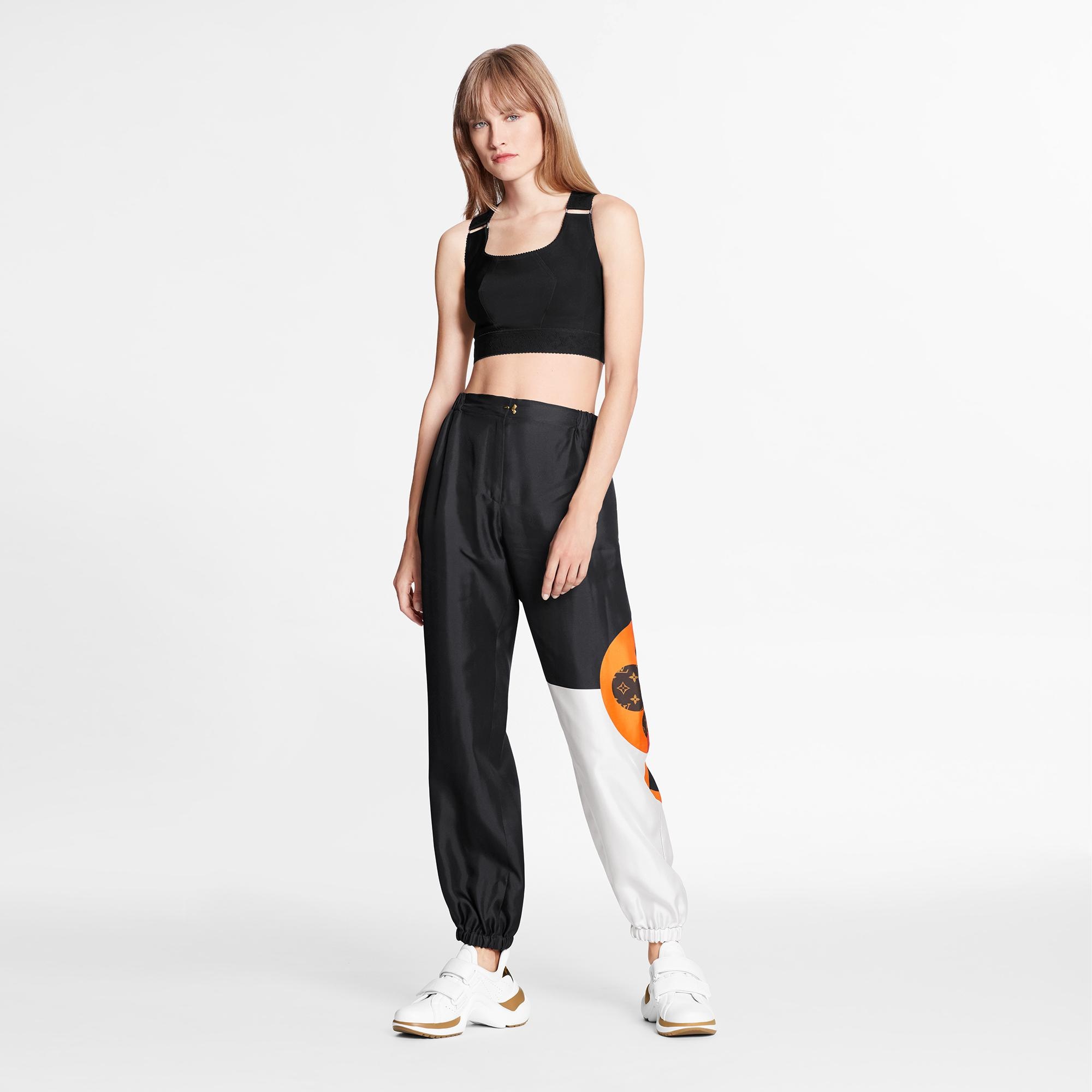 Game On Asymmetric Monogram Flower Silk Twill Jogging Pants - 2