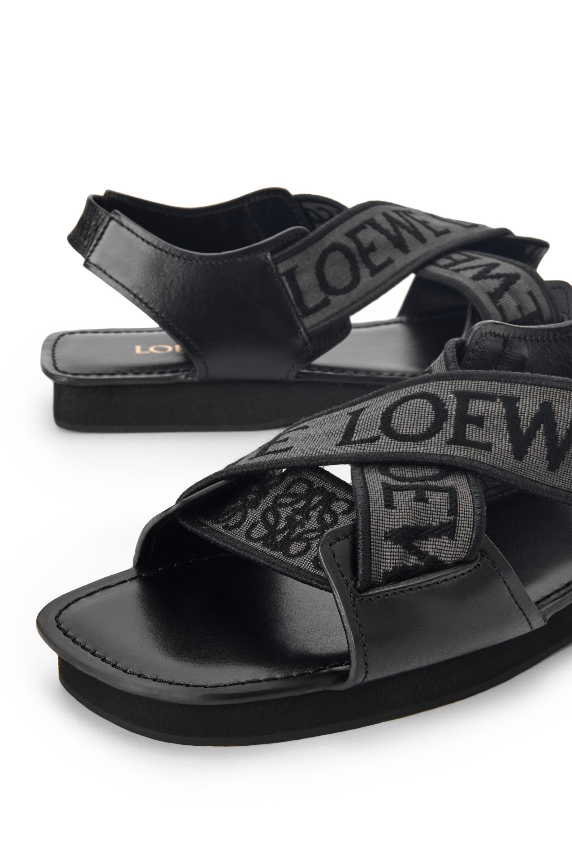 LOEWE Criss Cross sandal in jacquard and calfskin - 4
