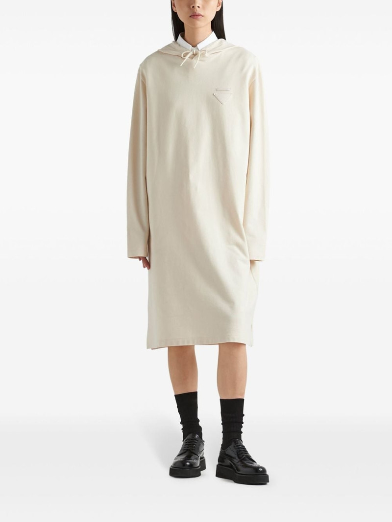 Prada triangle-logo fleece hoodie dress outlook