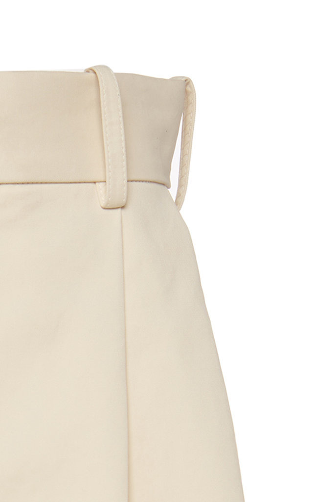 Pleated Cotton Shorts white - 4