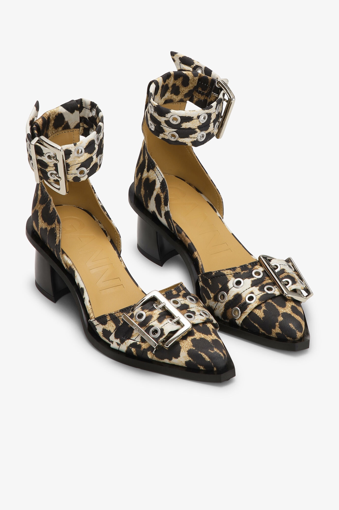 LEOPARD PRINT FEMININE BUCKLE OPEN CUT PUMPS - 2