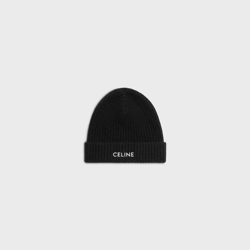 CELINE-EMBROIDERED BEANIE IN WOOL AND ANGORA 1