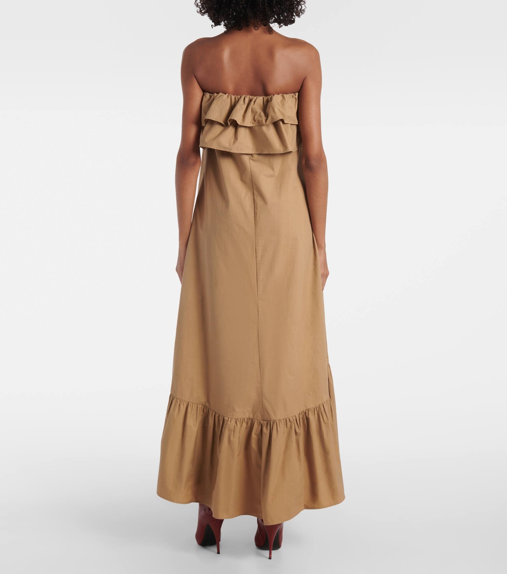 Strapless ruffled cotton maxi dress - 3