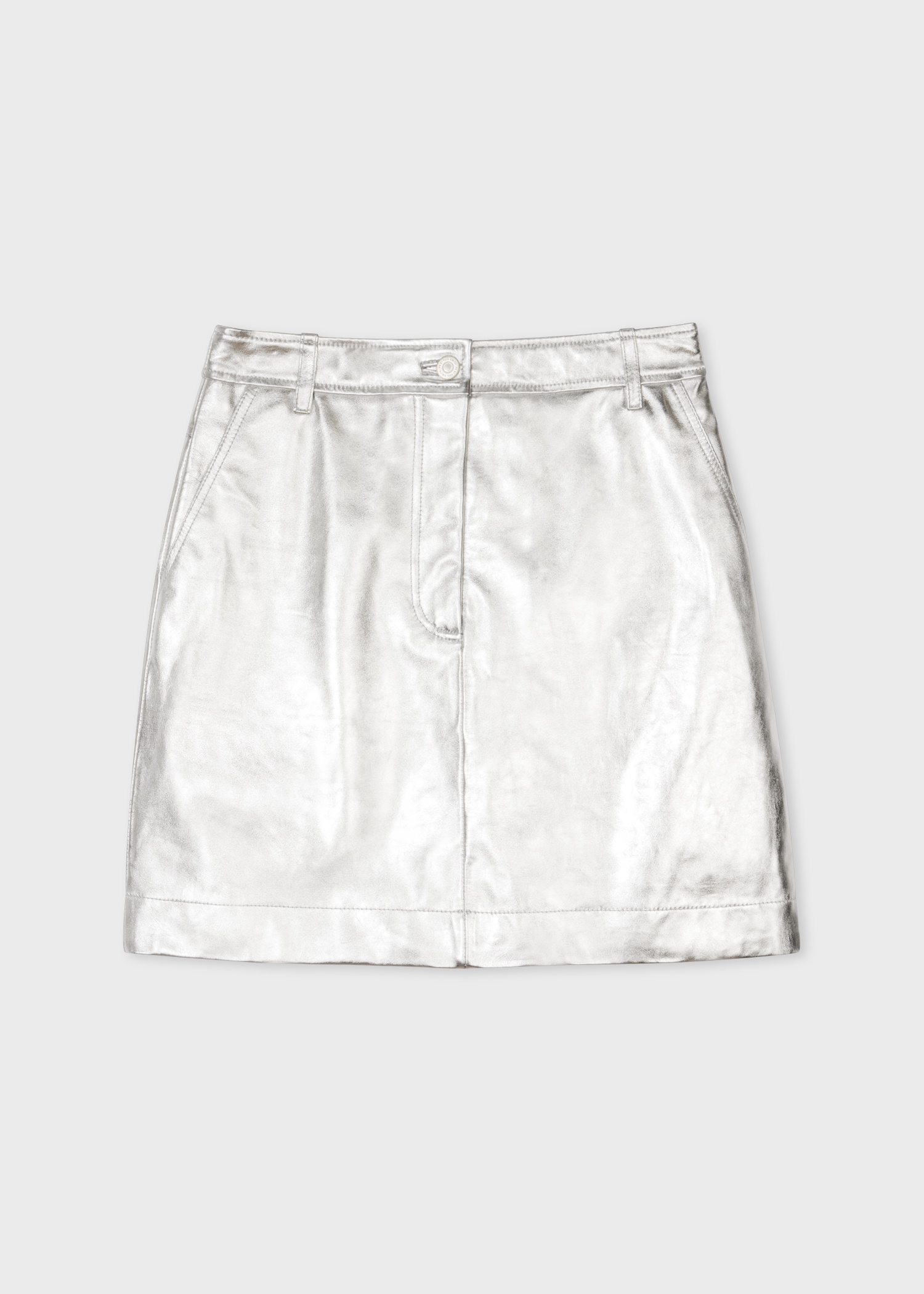 Women's Leather Silver Skirt - 1