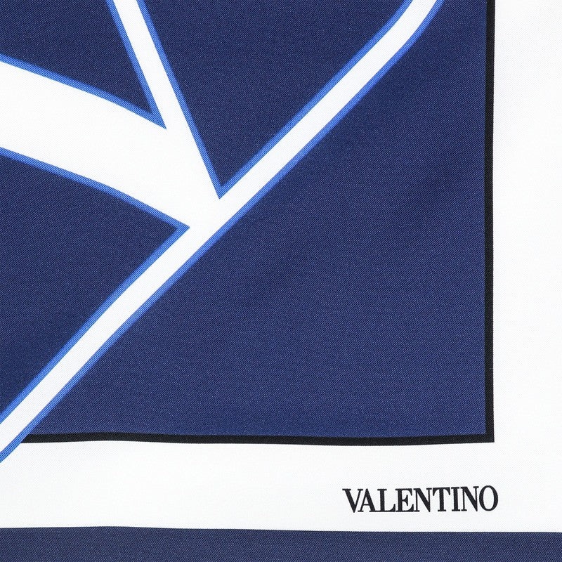 Valentino Garavani Light Blue Silk Scarf With Vlogo Print Women - 4