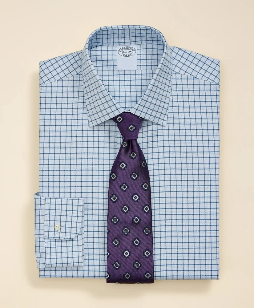 Supima® Cotton Non-Iron Herringbone Ainsley Collar Check Dress Shirt - 1