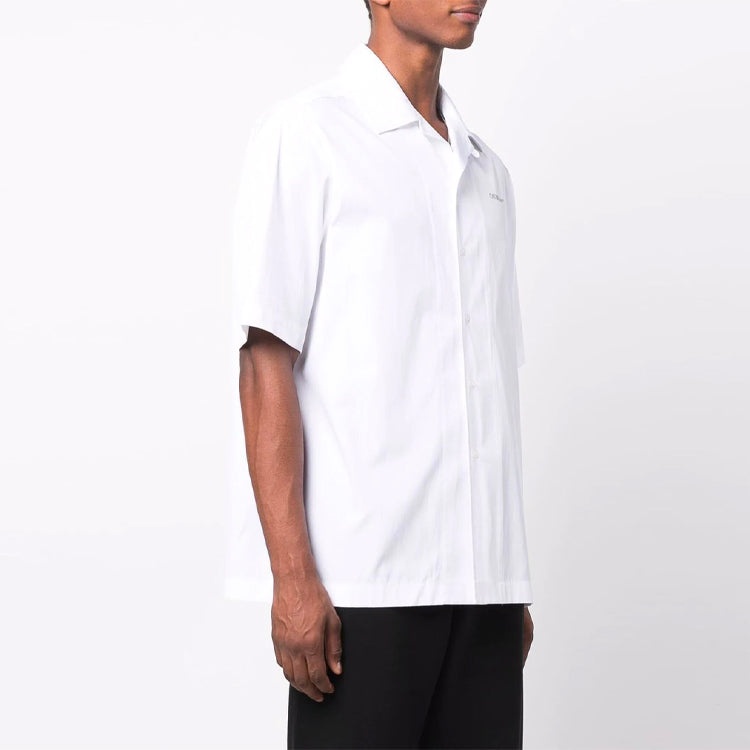 Off-White FW21 Lgo Short Sleeve Shirt Loose Fit White OMGA196F21FAB0040184 - 3