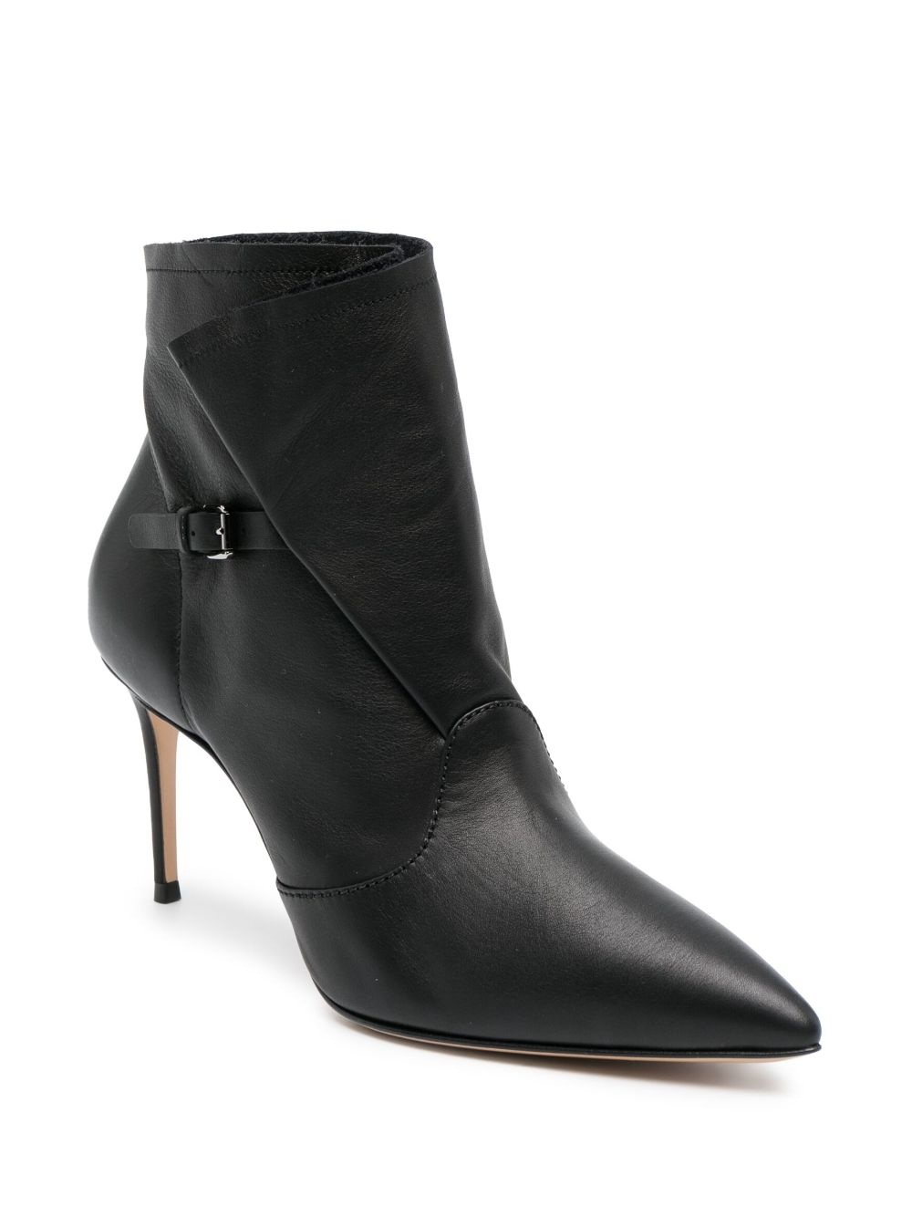 80mm buckled leather boots - 2