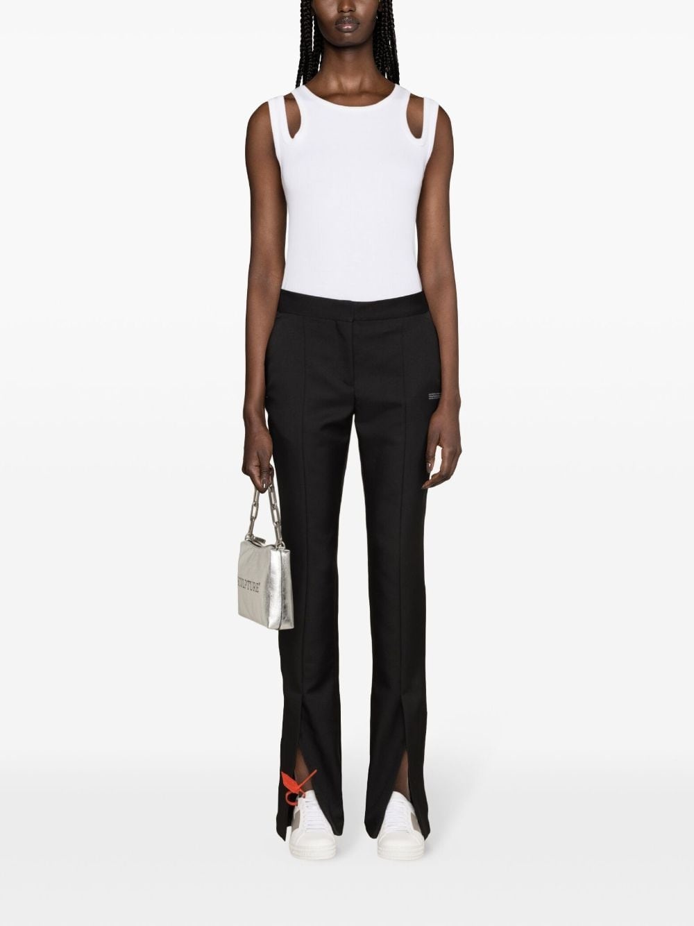 slitted twill trousers - 2
