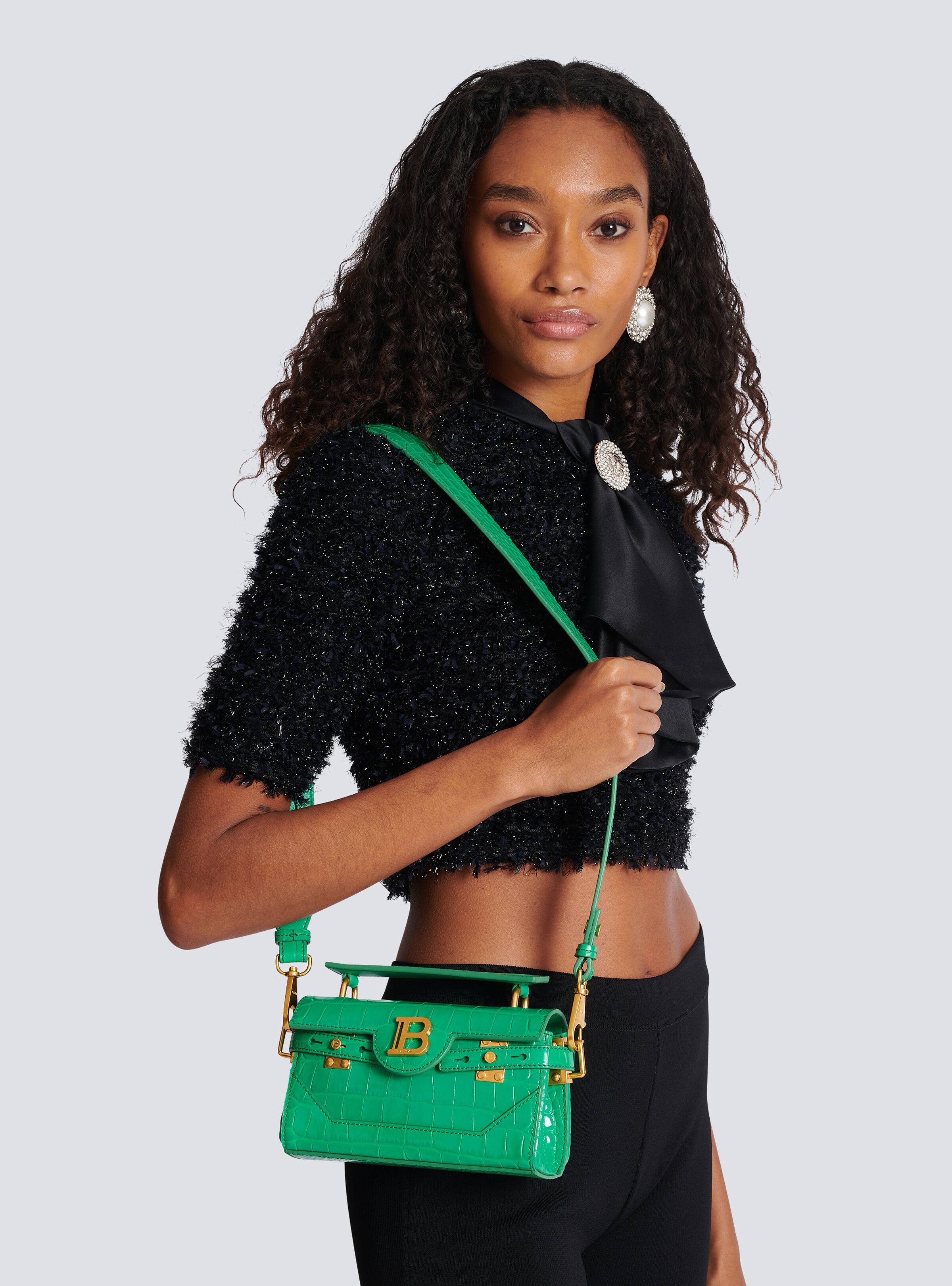 B-Buzz 19 bag in crocodile-print leather - 8