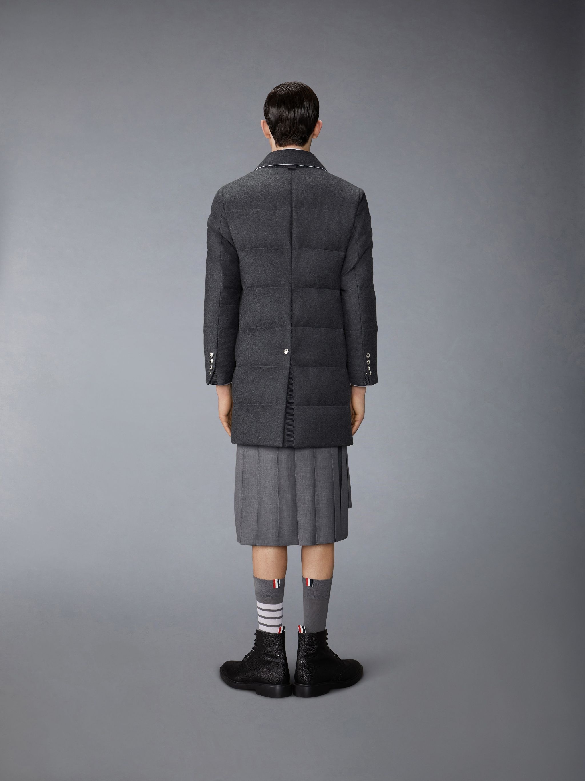 Wool Flannel Down Fill Classic Bal Collar Overcoat - 2