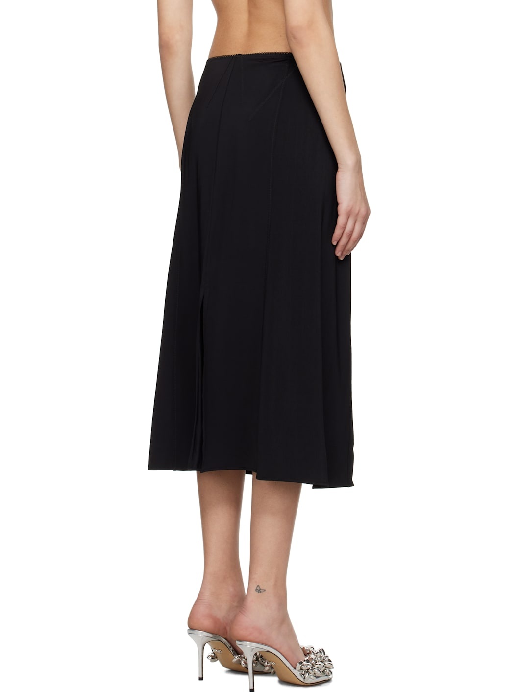 Black Bow Midi Skirt - 3