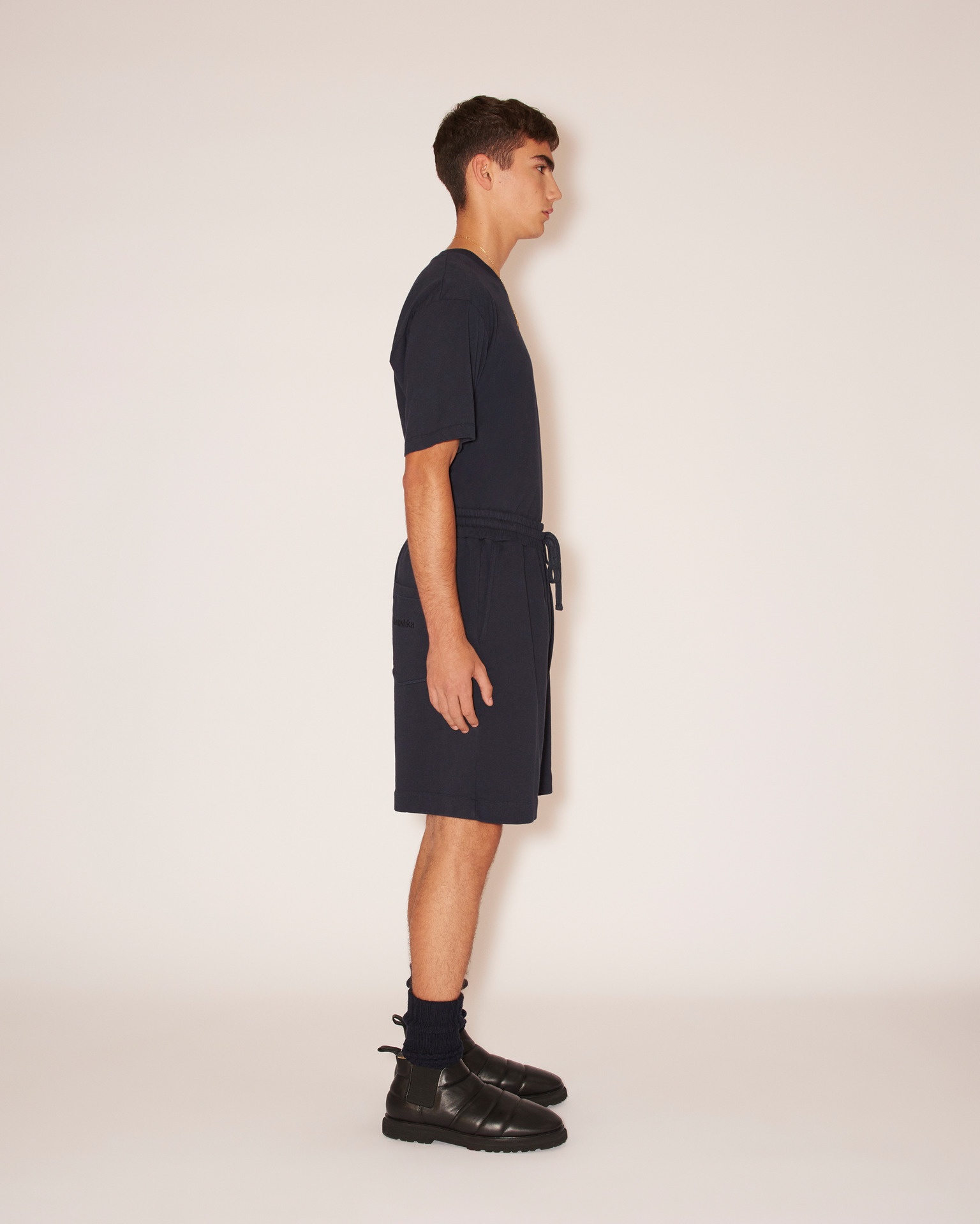 REECE - Organic jersey monogrammed t-shirt - Navy - 5