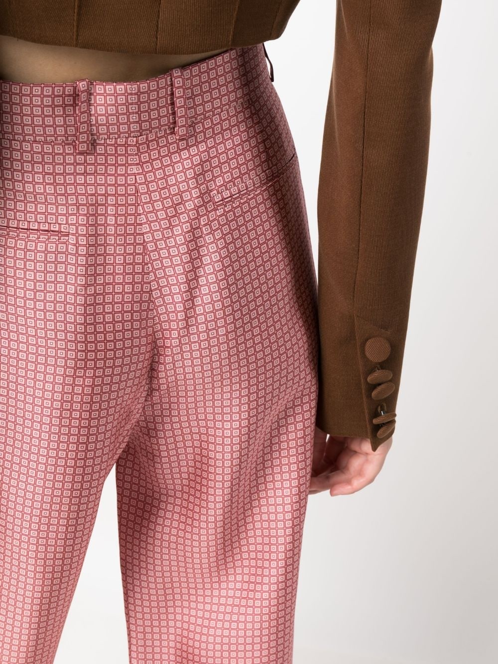 geometric-print wide-leg silk trousers - 5