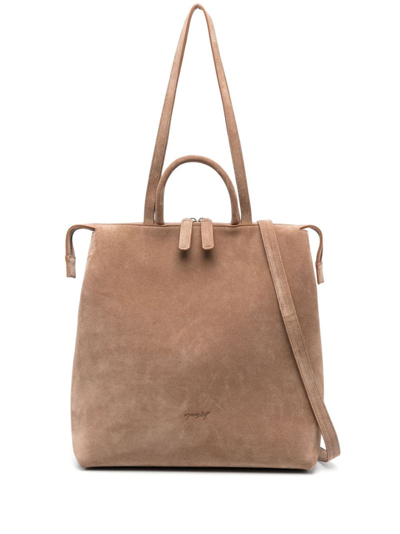 debossed-logo suede tote bag 1