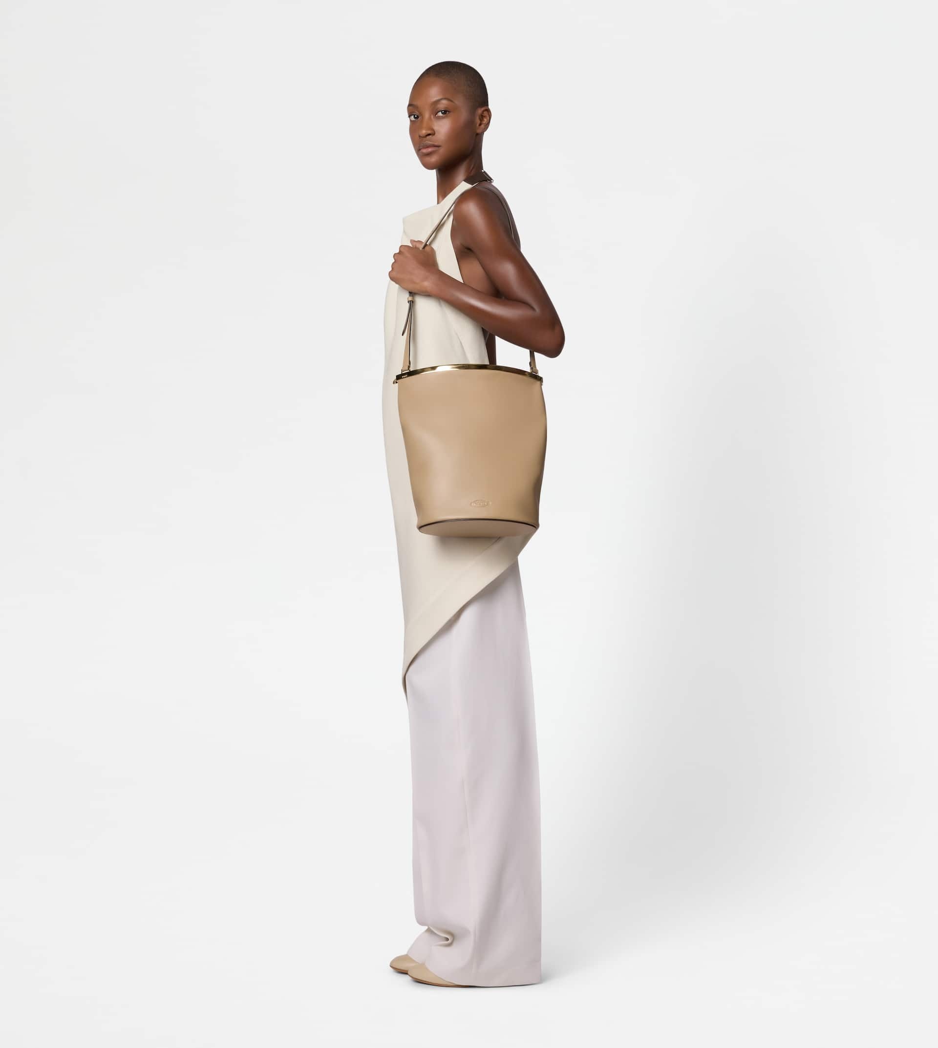 TOD'S MAGENTA BAG BUCKET BAG IN LEATHER SMALL - BEIGE - 7