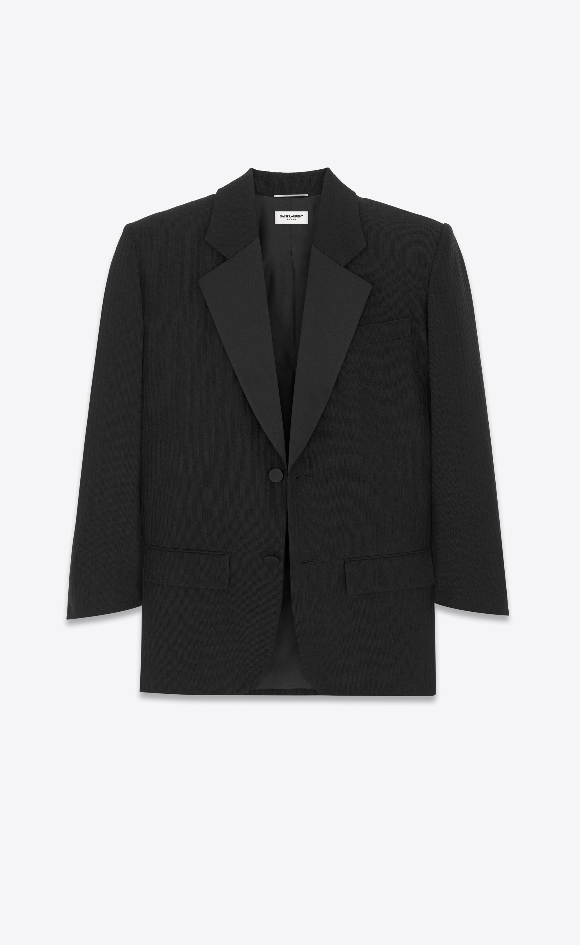 oversized tuxedo jacket in raised-stripe wool - 3