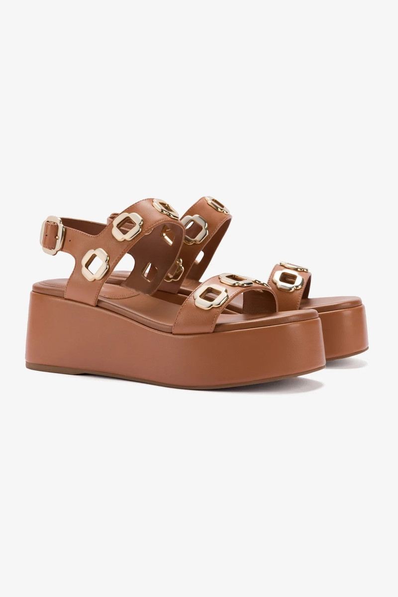 Larroudé Milan Flatform Sandal In Caramel Leather outlook