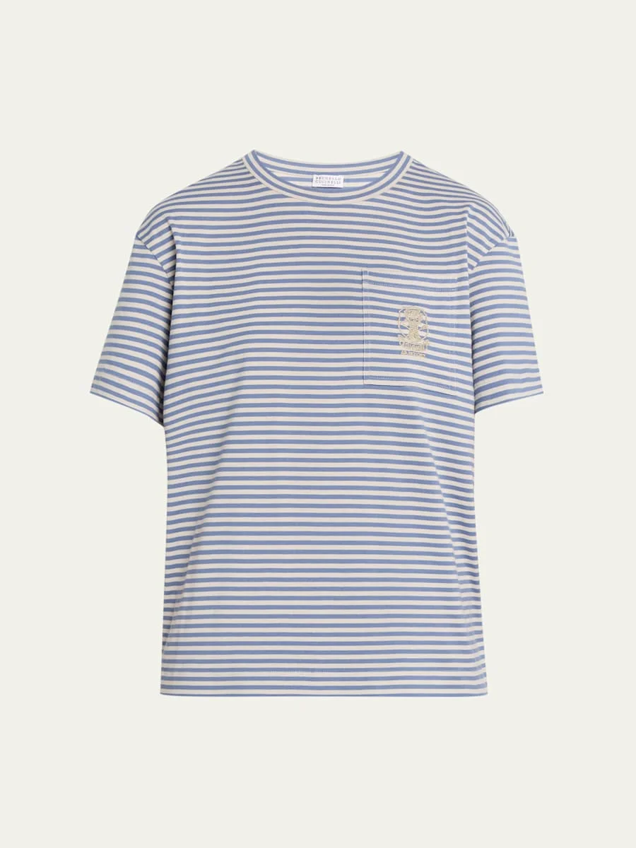 Striped Cotton Jersey Short-Sleeve T-Shirt - 1