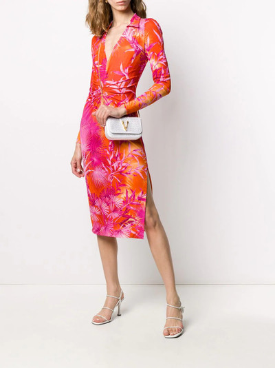 VERSACE jungle print fitted shirt dress outlook