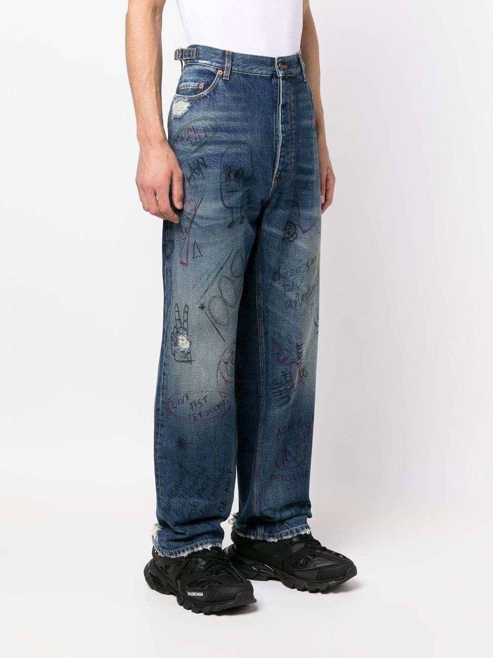 scribble-print straight leg jeans - 3