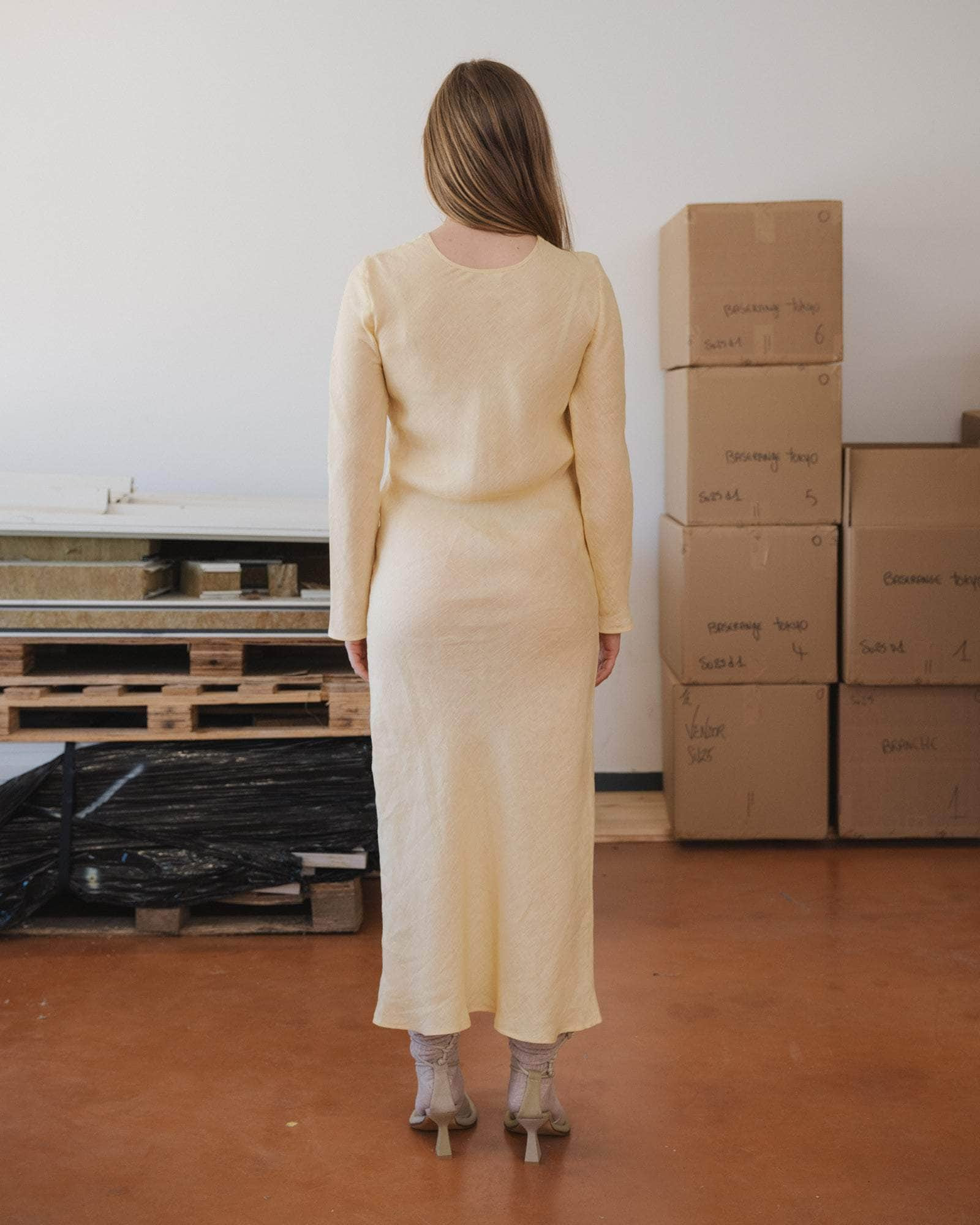 Dydine Long Sleeve Dress - Fine Linen - 2