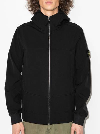 Stone Island logo-patch zip-up hoodie outlook