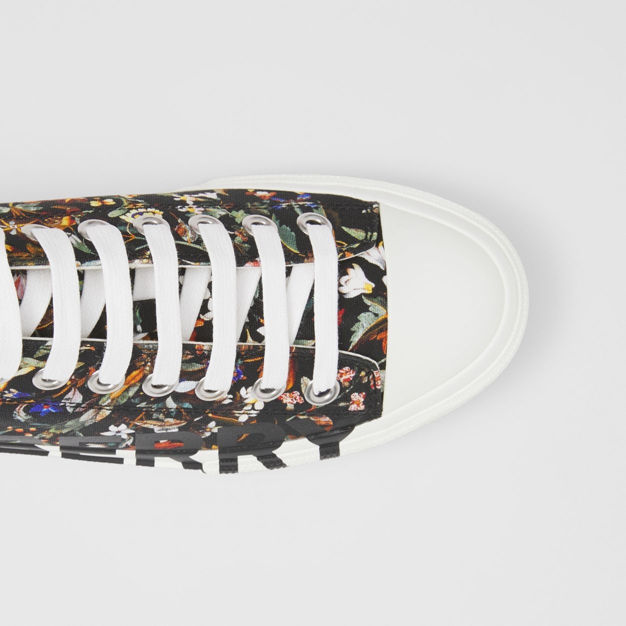 Logo Detail Floral Print Cotton Sneakers - 3