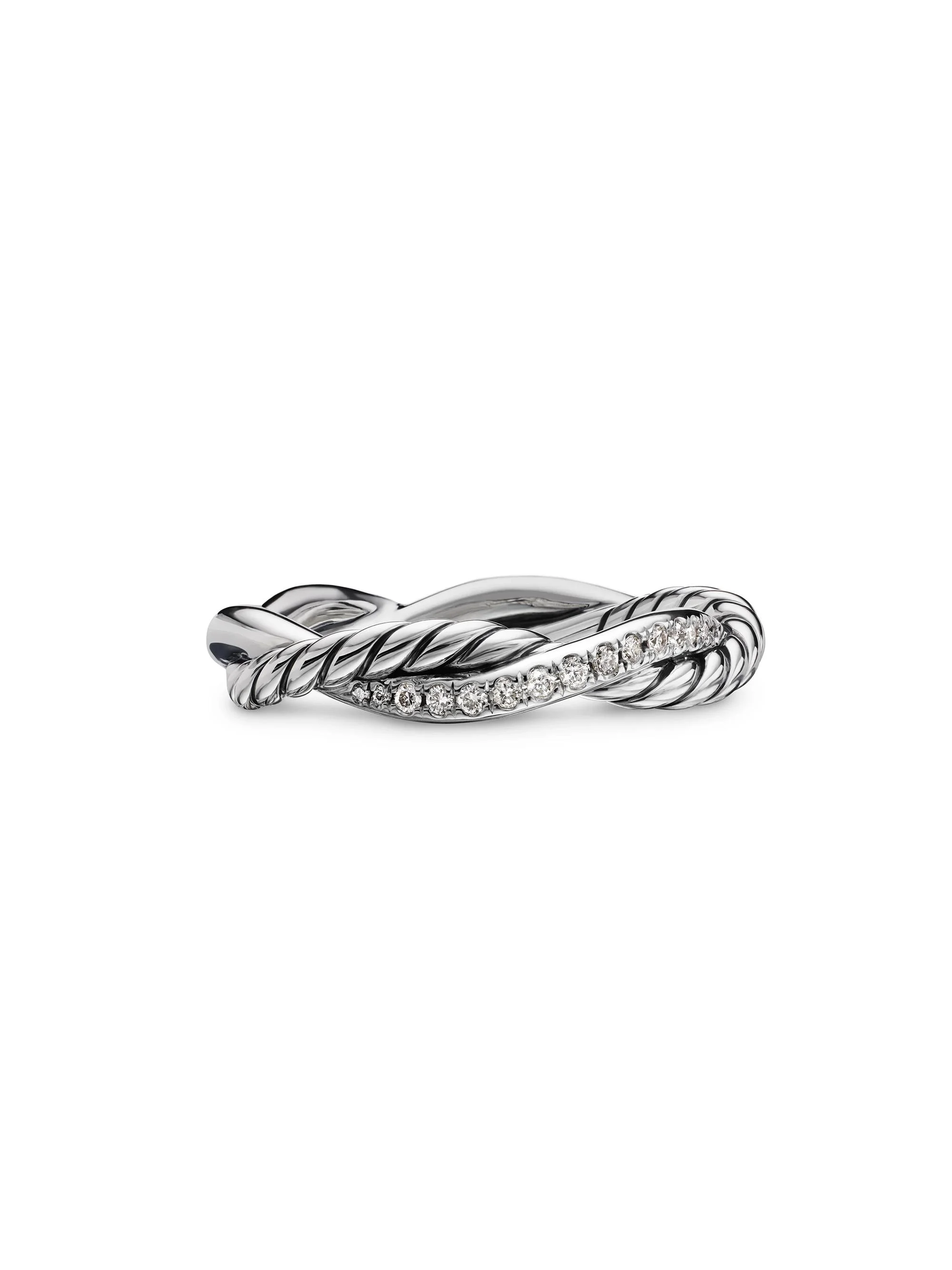 Women's Petite Infinity Band Ring with Pavé Diamonds - Sterling Silver - 1