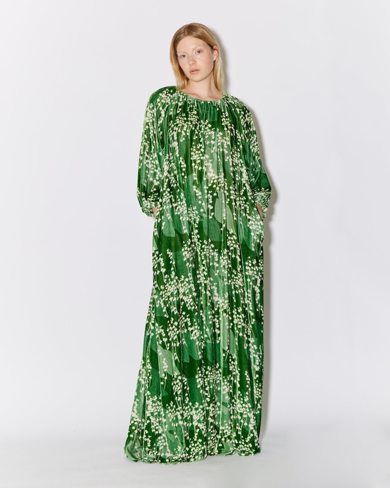 green emerald velvet dress Bernadette One Shoulder Midi Dress In Emerald Print Satin – St Frock main image 1